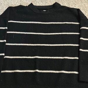 Aerie Black and cream Striped Sweater